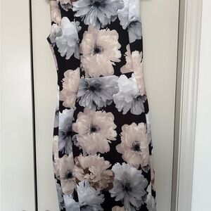 Calvin Klein Strapless Dress - Black, White, and Cream Floral